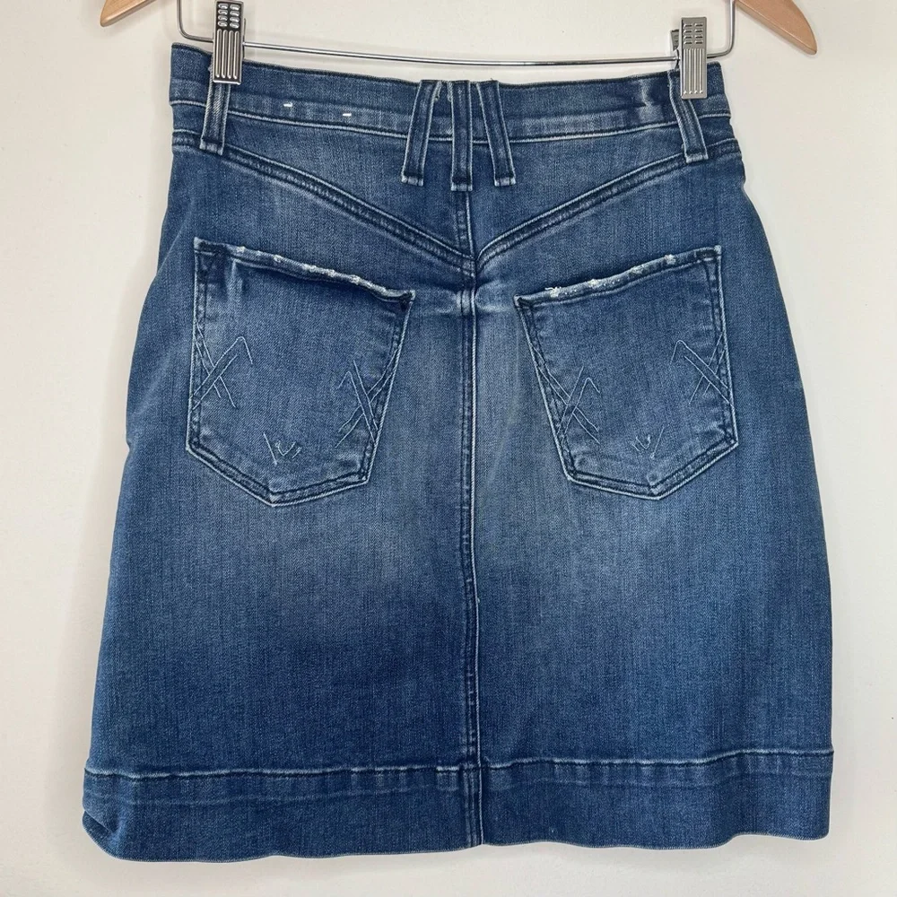 Anthropologie McGuire Button Front Denim Jean Skirt Women’s 26 Distressed Preppy